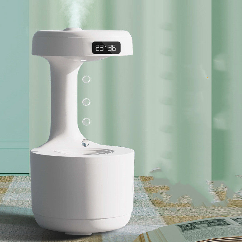 Anti-Gravity Bedroom Humidifier with Clock – Large Capacity Aroma Diffuser & Silent Heavy Fog Sprayer