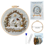 Christmas White Nativity Embroidery Kit – DIY Handmade Material Set for Holiday Needlework & Festive Home Décor