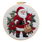 Santa Claus Embroidery Kit – DIY Christmas Stitching Material Package, Handmade Needlework Set for Holiday Decoration & Gifts