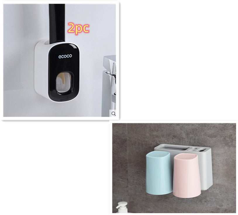 Wall Mounted Automatic Toothpaste Dispenser – Bathroom Accessories Set with Toothbrush Holder