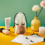 Eyelash Print Rope Bag – Small Drawstring Cosmetics Pouch, Portable Makeup Storage Bag for Travel & Daily Use